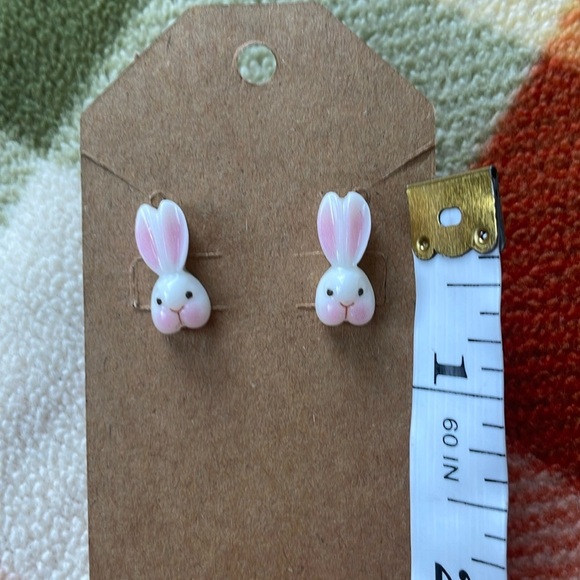 Adorable Pink and White Bunny Stud Earrings - Picture 5 of 6